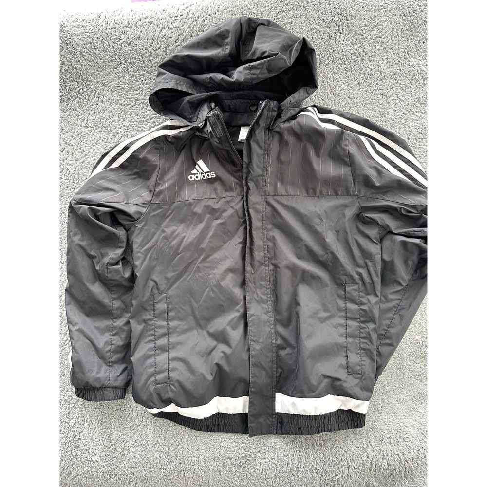 Adidas Tiro 15 Youth L 13-14 Zip up Windbreaker soccer jacket black white